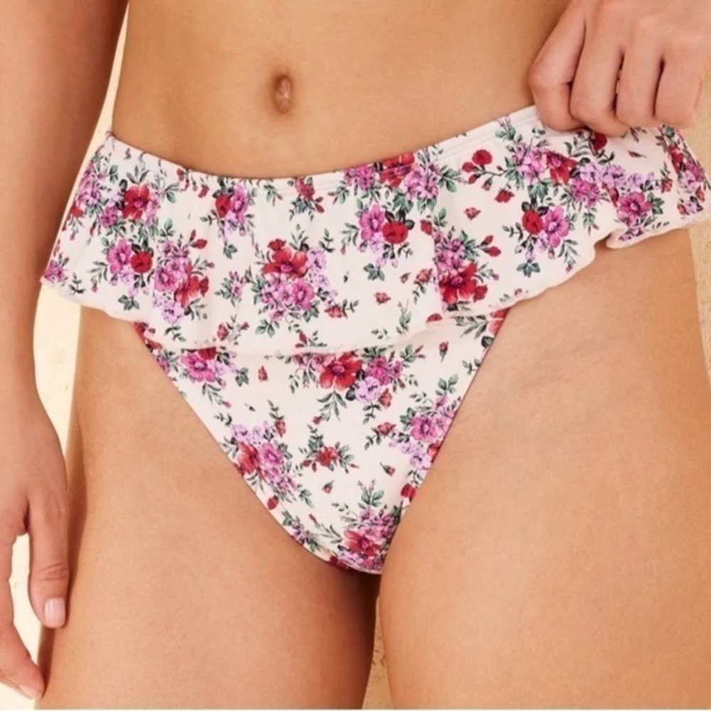 New Wild Fable Floral Cheeky Ruffle Bikini Bottoms Size XXS NWT